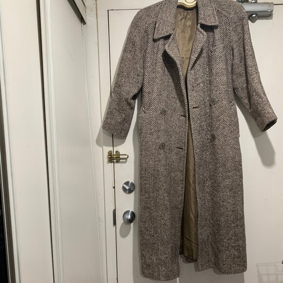 VINTAGE RAFFINATI TWEED DOUBLE BREAST TRENCH COATS SIZE  M/L - Picture 1 of 11